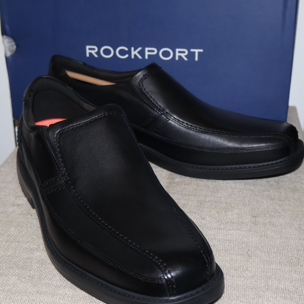 Rockport Mens Loafer Size 13M Black Leather Slip On Lightweight Comfortable